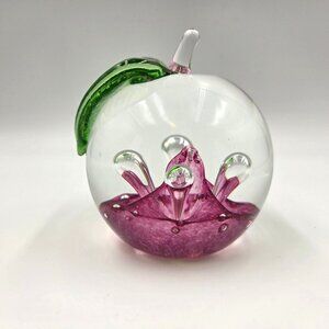 Caithness Glass Windfall Ruby Apple Paperweight Scotland Teacher Nature Decor